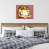 Cat Teacup Schattige Victoriaans Canvas Afdruk (Insitu (Slaapkamer))