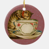 Cat Teacup Schattige  Victoriaans Keramisch Ornament (Achterkant)