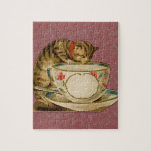 Cat Teacup Schattige  Victoriaans Legpuzzel
