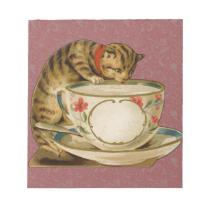 Cat Teacup Schattige Victoriaans Notitieblok