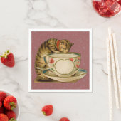 Cat Teacup Schattige  Victoriaans Servet (Insitu)
