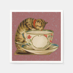 Cat Teacup Schattige Victoriaans Servet