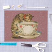 Cat Teacup Schattige  Victoriaans Tissuepapier (Craft)