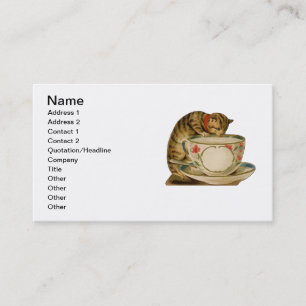 Cat Teacup Schattige  Victoriaans Visitekaartje