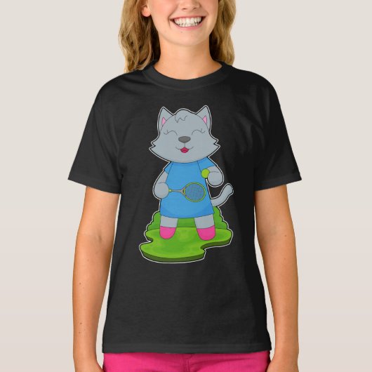 Cat Tennis racket T-shirt (Voorkant)