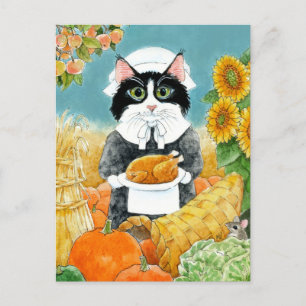 Cat Thanksgiving Turkey Friendsgiving Briefkaart