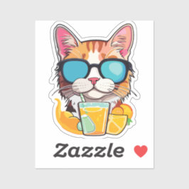 cat that loves drinks sticker