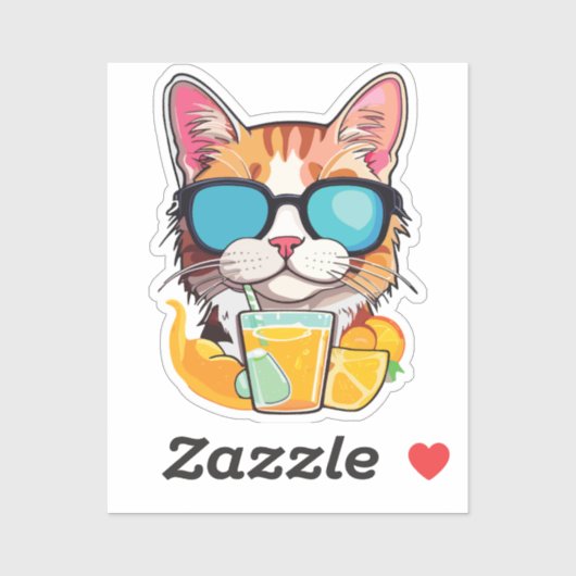 cat that loves drinks sticker (Vel)