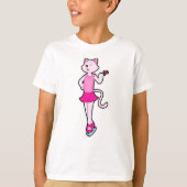 Cat the Ice skating with Flower T-shirt (Voorkant)
