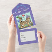 Cat Thème Anniversaire Fête Tout En Un Invitation (Déchirure)