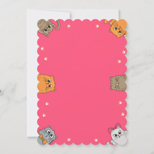 Cat Thème Anniversaire Invitation | Fille Chat mod (Dos)