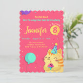 Cat Thème Anniversaire Invitation | Fille Chat mod (Debout devant)