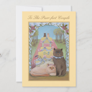 Cat Thème Mariage Félicitations Carte Plat