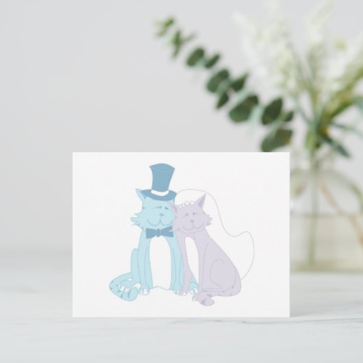 Cat Theme Wedding Briefkaart (Staand voorkant)