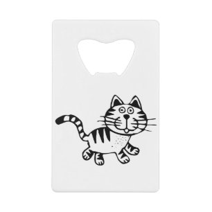 Cat Tiger Feline Animal Drawing Happy Png Black Kredietkaart Flessenopener