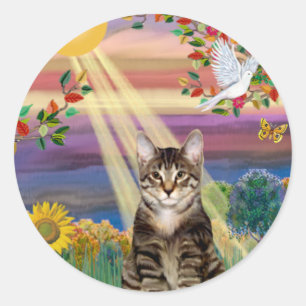 Cat (tijger) - Autumn Sun Ronde Sticker