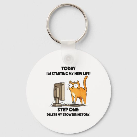 Cat Today I'm Starting My New Life Step One Delete Sleutelhanger (Voorkant)