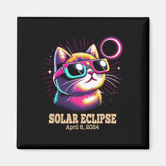 Cat Total Solar Eclipse 8 april Magneet (Voorkant)