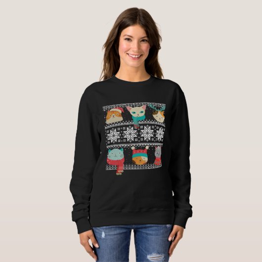 Cat Tree Ugly Sweater Christmas Matching (Voorkant volledig)