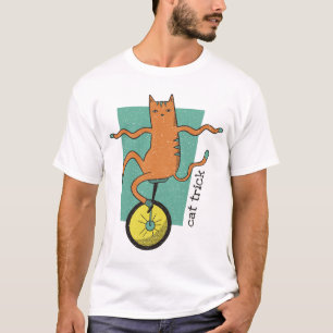 Cat Trick Funny Tabby Cat Riding Unicycle T-shirt