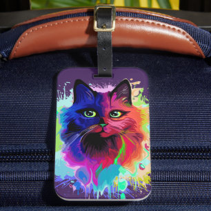 Cat Trippy Psychedelic Pop Art Bagagelabel