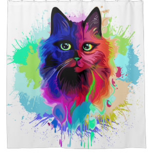 Cat Trippy Psychedelic Pop Art Douchegordijn