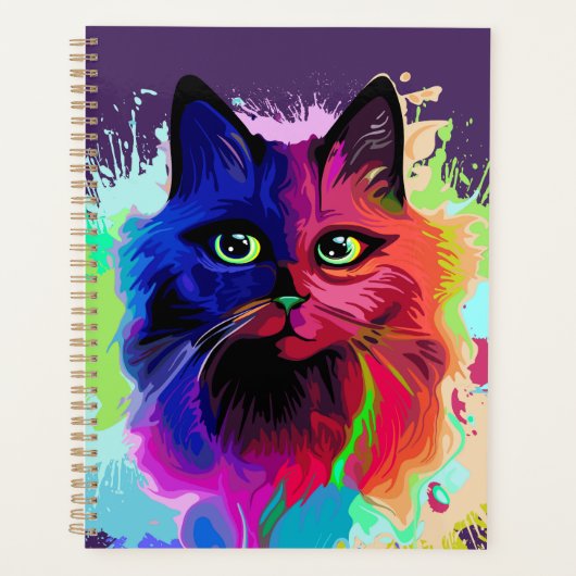 Cat Trippy Psychedelic Pop Art Planner (Voorkant)