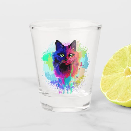 Cat Trippy Psychedelic Pop Art Shot Glas (Voorkant)