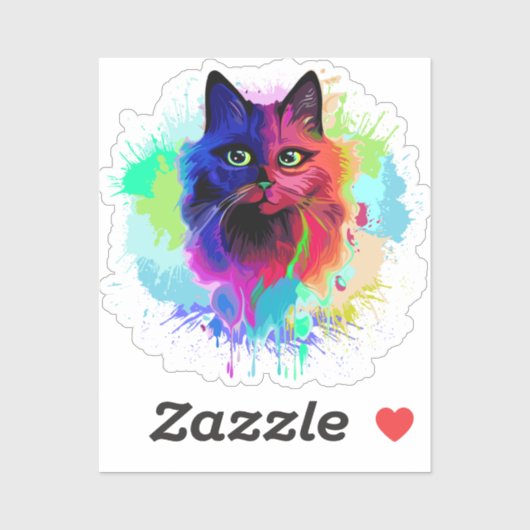 Cat Trippy Psychedelic Pop Art Sticker (Vel)