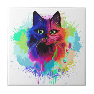 Cat Trippy Psychedelic Pop Art Tegeltje