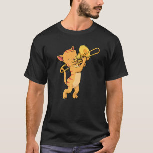 Cat Trombone Music Mannen Cat Jazz Music Marching T-shirt