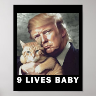 Cat Trump 9 Lives Baby Trump 2024 Winnaar Overwinn Poster