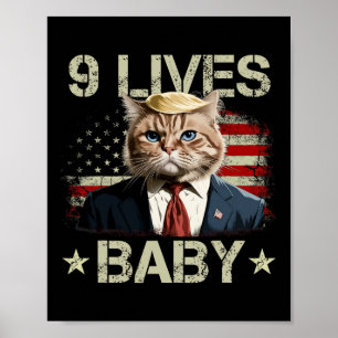 Cat Trump 9 Lives Baby Trump 2024 Winnaar Overwinn Poster