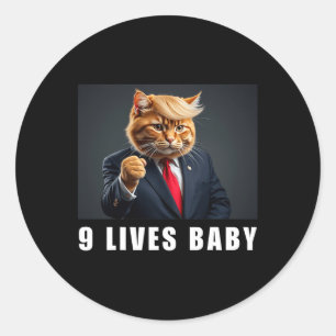 Cat Trump 9 Lives Baby Trump 2024 Winnaar Overwinn Ronde Sticker