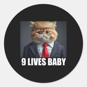 Cat Trump 9 Lives Baby Trump 2024 Winnaar Overwinn Ronde Sticker