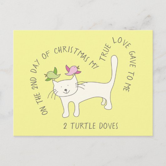 Cat Two Turtle Doves kerst Briefkaart (Voorkant)