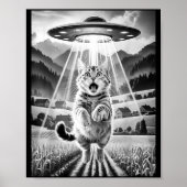 Cat Ufo Alien Abduction Funny Graphic Tees Men Wom Poster (Voorkant)