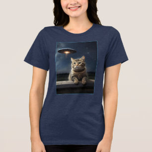 Cat UFO Drone Sterrennacht New Jersey Art Tri-Blend Shirt
