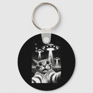 Cat Ufo Funny Invasion Meme Retro Alien Cat Ufo Se Sleutelhanger