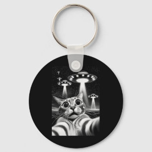 Cat Ufo _ Grappige invasie meme Retro Alien Cat Uf Sleutelhanger