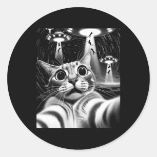 Cat Ufo Invasion _ Funny Cat Meme Retro Alien Cat Ronde Sticker