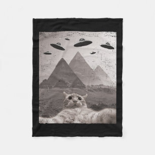 Cat Ufo Meme - Grappige kat selfie met UFO's Fleece Deken