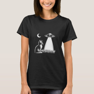 Cat UFO Moon Light T-shirt