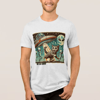 Cat UFO Selfie: Invasion (Mannen-T-shirt) Tri-Blend Shirt