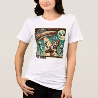 Cat UFO Selfie: Invasion (T-shirt voor vrouwen) Tri-Blend Shirt