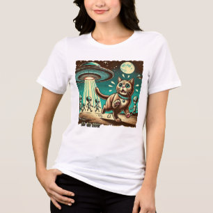 Cat UFO Selfie: Invasion (T-shirt voor vrouwen) Tri-Blend Shirt