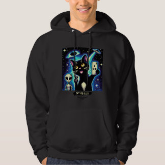 Cat UFO Selfie: Pixel Art #15 Hoodie