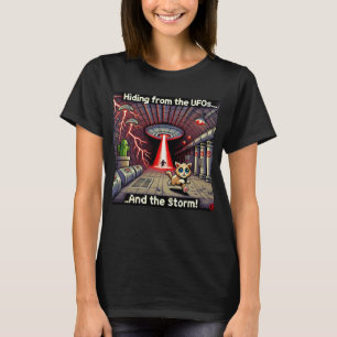 Cat UFO Selfie: Red Planet (dames tshirt pixel)