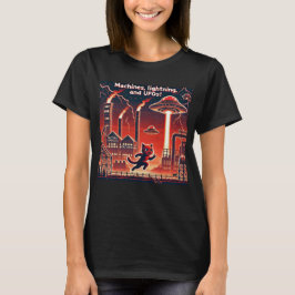 Cat UFO Selfie: Red Planet (dames tshirt pixel)