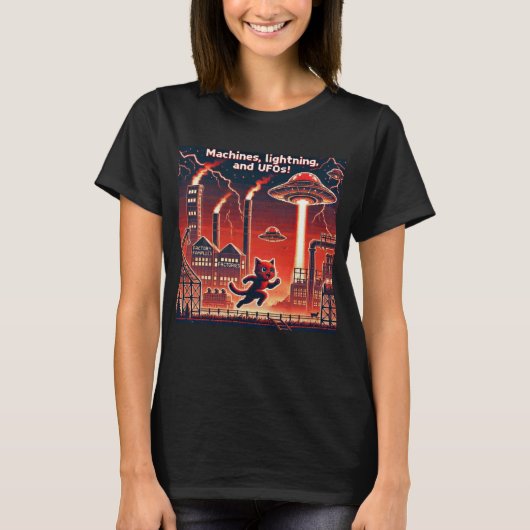 Cat UFO Selfie: Red Planet (dames tshirt pixel) (Voorkant)
